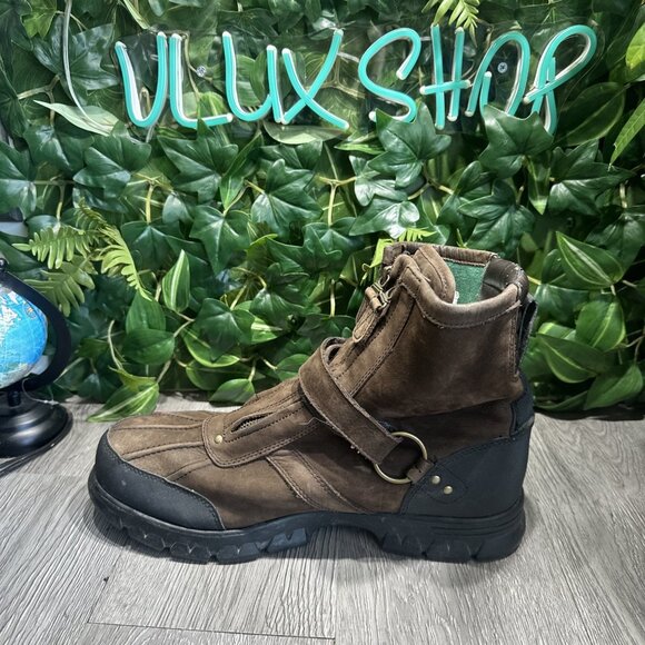 Polo Ralph Lauren Boot Conquest HI III Brown Suede Leather Zipper Mens - sz 13 D main image 9